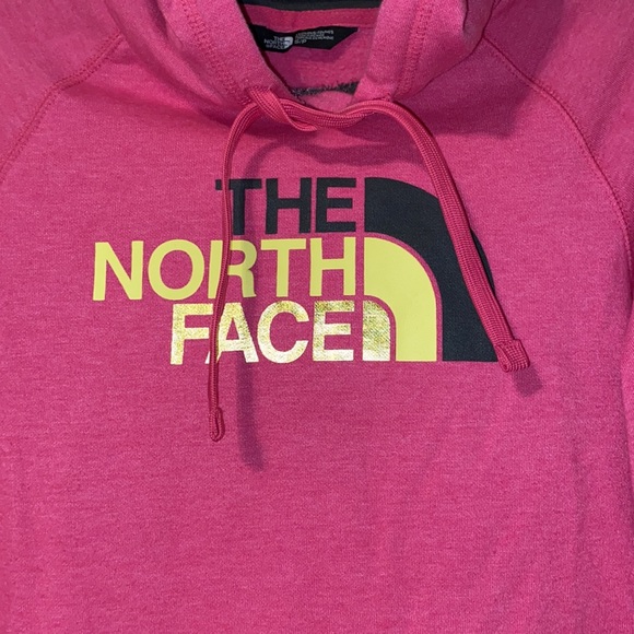The north face pink pullover hoodie w charcoal inside hoodie part - Picture 6 of 6